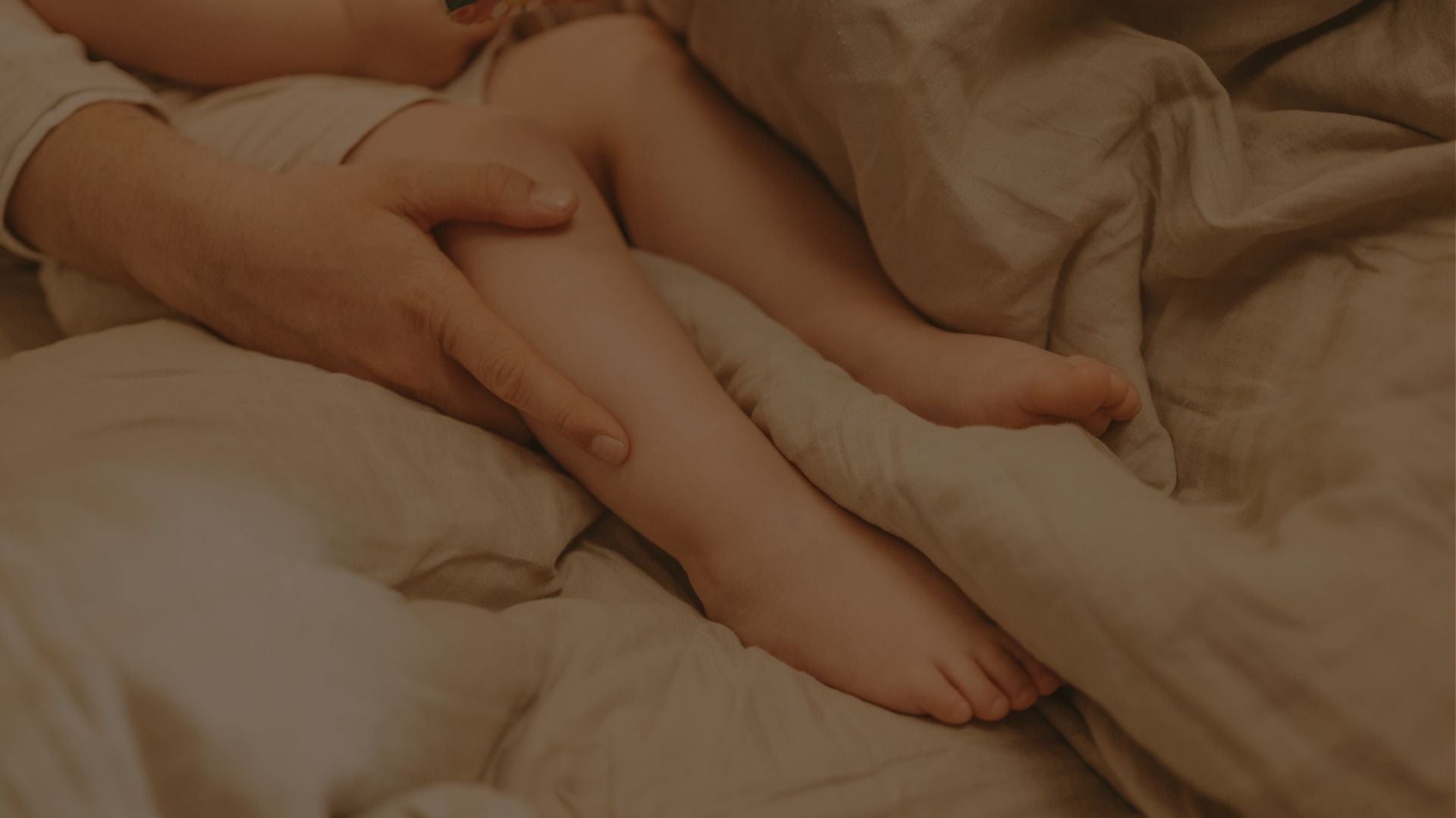 Person holding a child's hand under a blanket mama's meadow