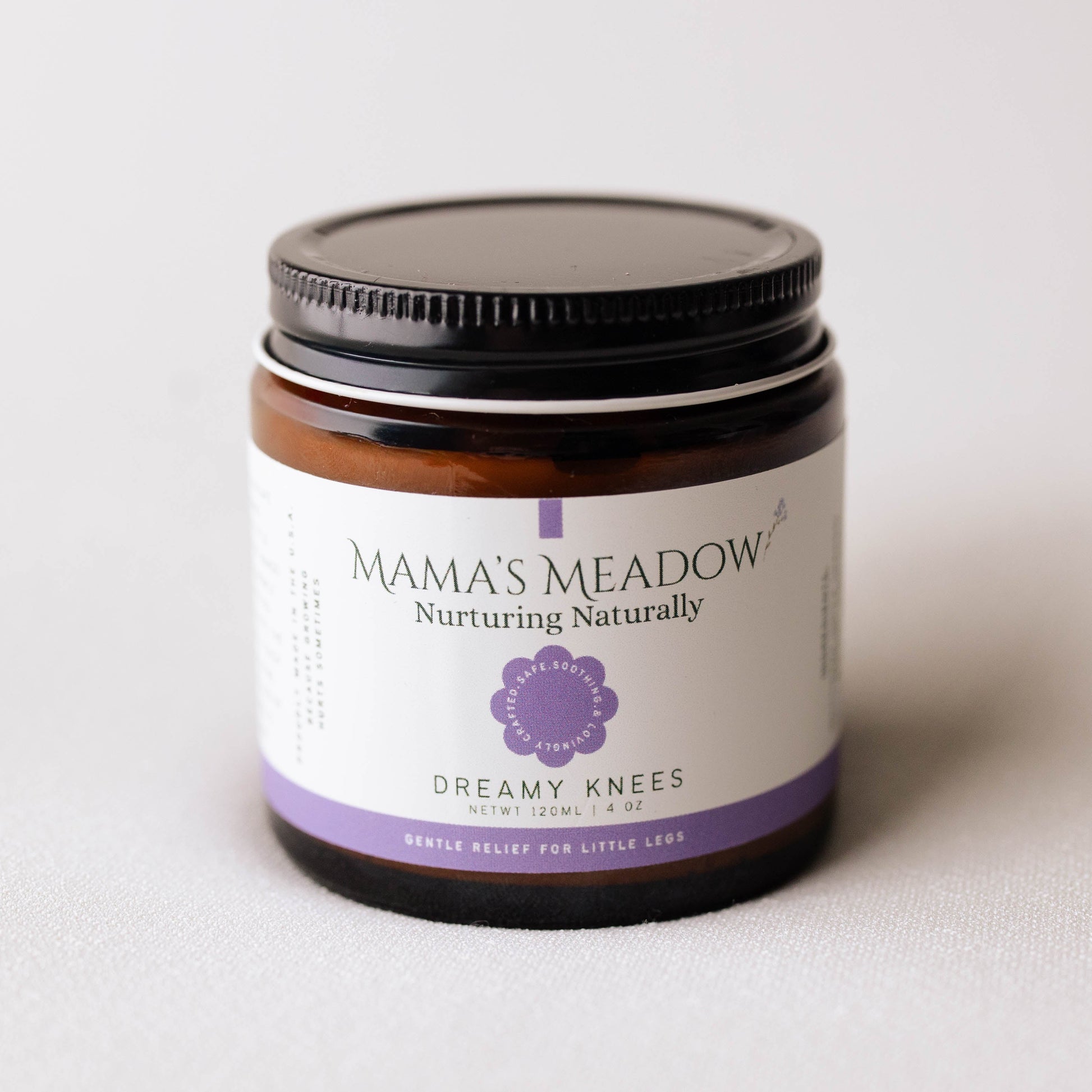 Jar of 'Mama's Meadow' Dreamy Knees product on a white background
